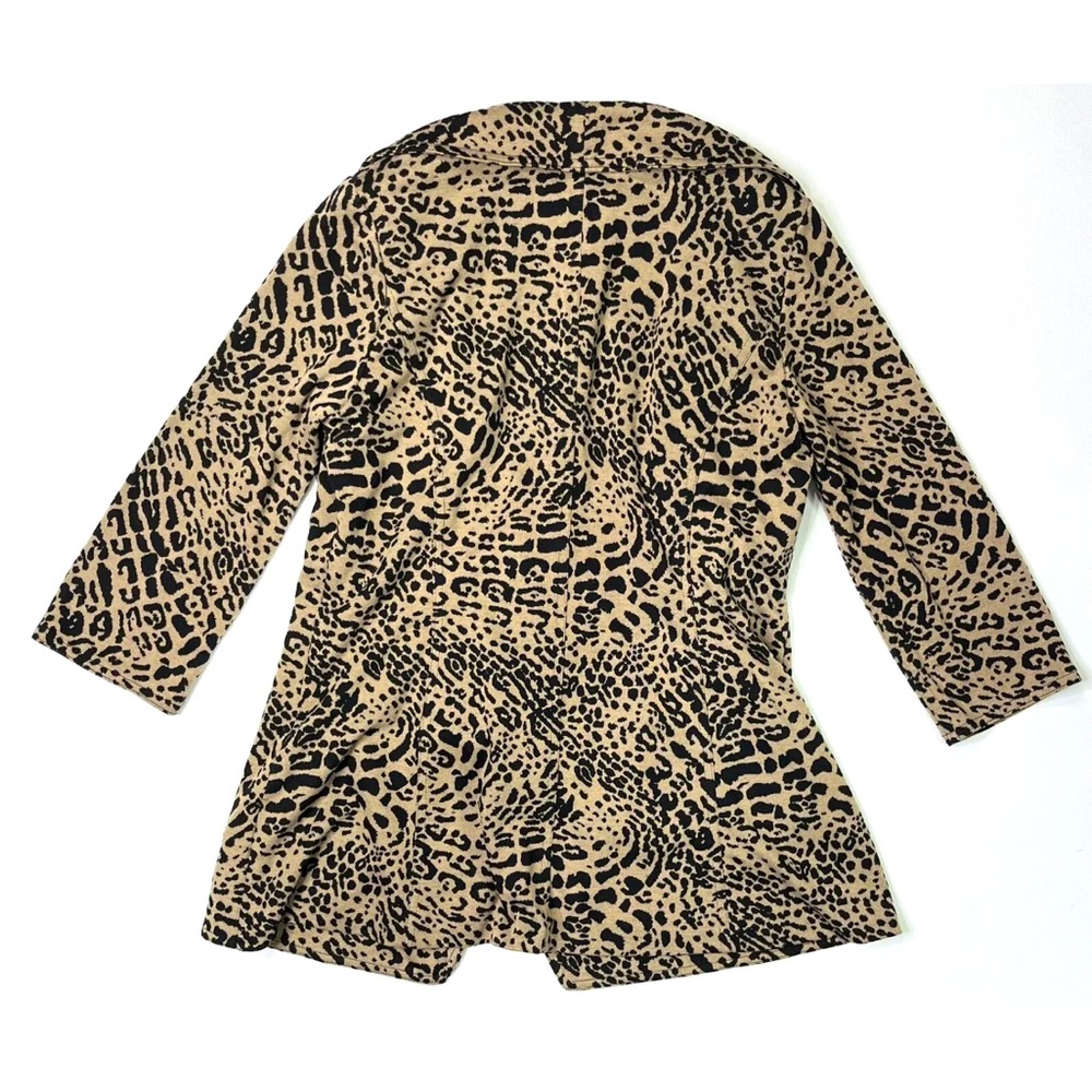 Calvin Klein Cardigan Jacket Women’s Medium Cheetah Print Open Front Ruffled - Picture 6 of 10